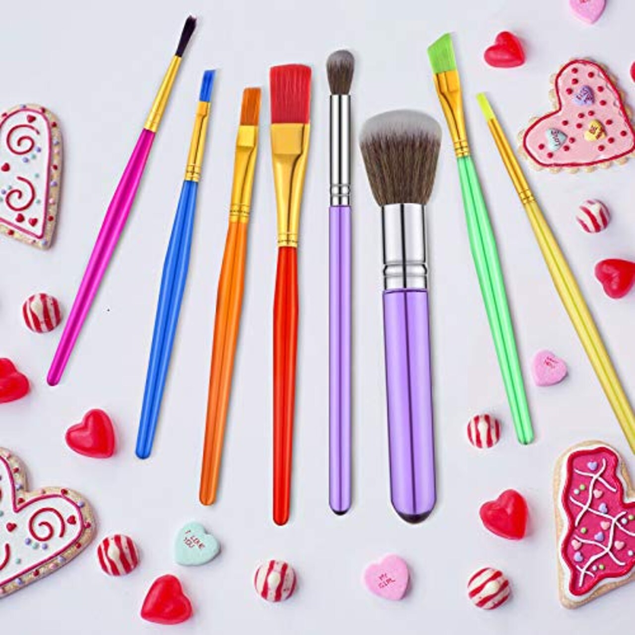 8 Pieces Cake Decorating Brushes Tools Set Cookie Decoration Brushes Fondant Gum Paste Decorating Tools Cake Cookie Brushes for DIY Cake Sugar Cookie Fondant Decoration Supplies